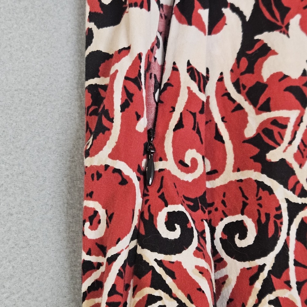 Red Floral Stretch High Neck Boho Hippie Tunic Dana Buchman Womens Top Size M - Picture 4 of 10